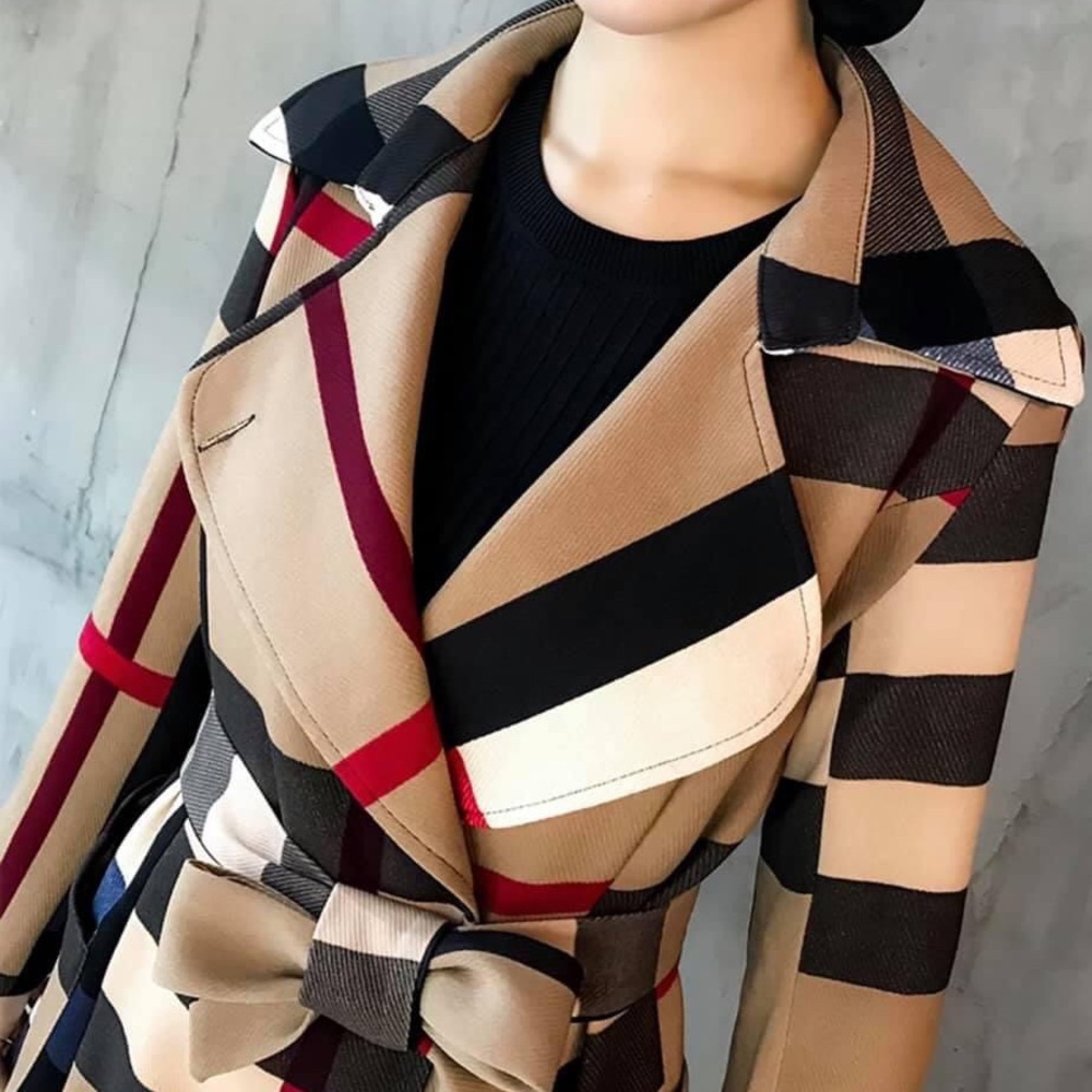 Long checkered Print Coat
